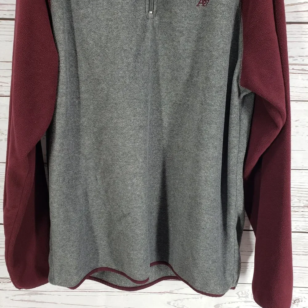 Aeropostale Men's Maroon Gray 1/4 Zip Fleece Sweatshirt1 Jacket Size XL